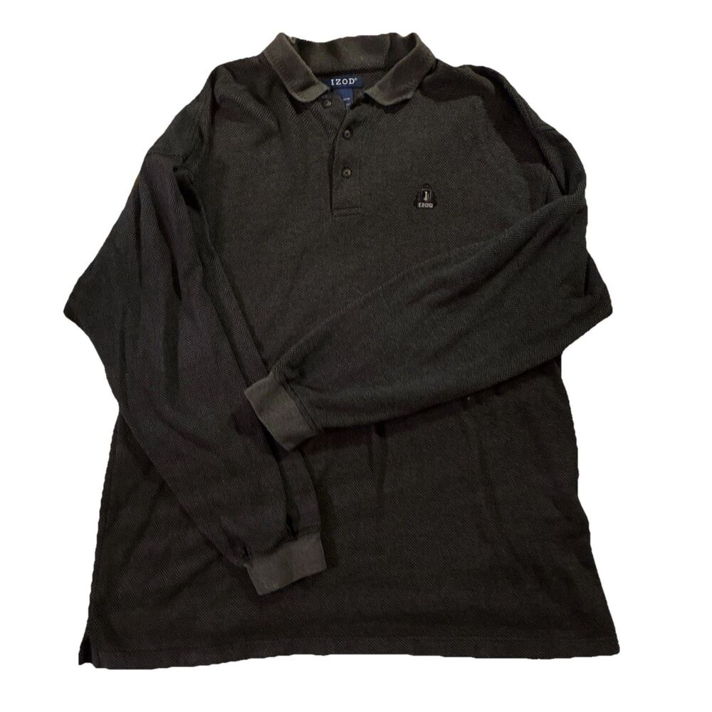 IZOD Large Shirt Men’s Dark Gray Long Sleeve Polo